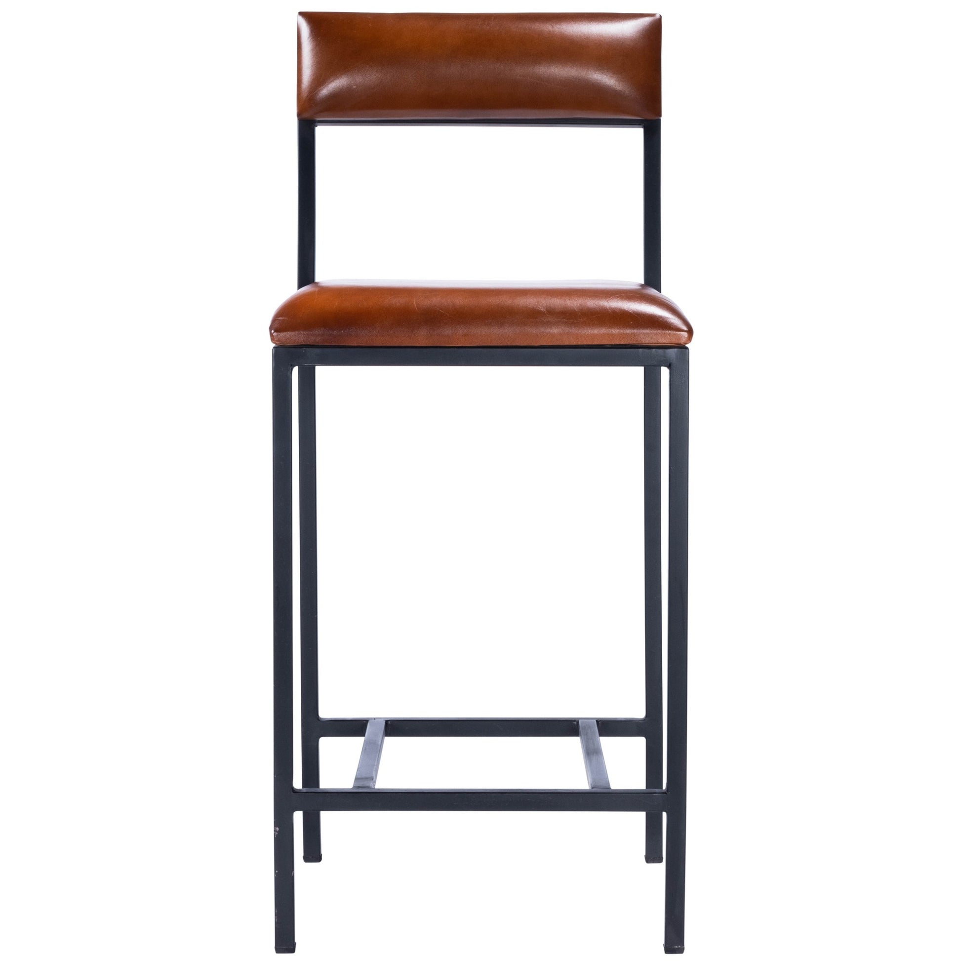 Classic Leather And Metal Counter Stool By Homeroots | Counter Stools | Modishstore - 2