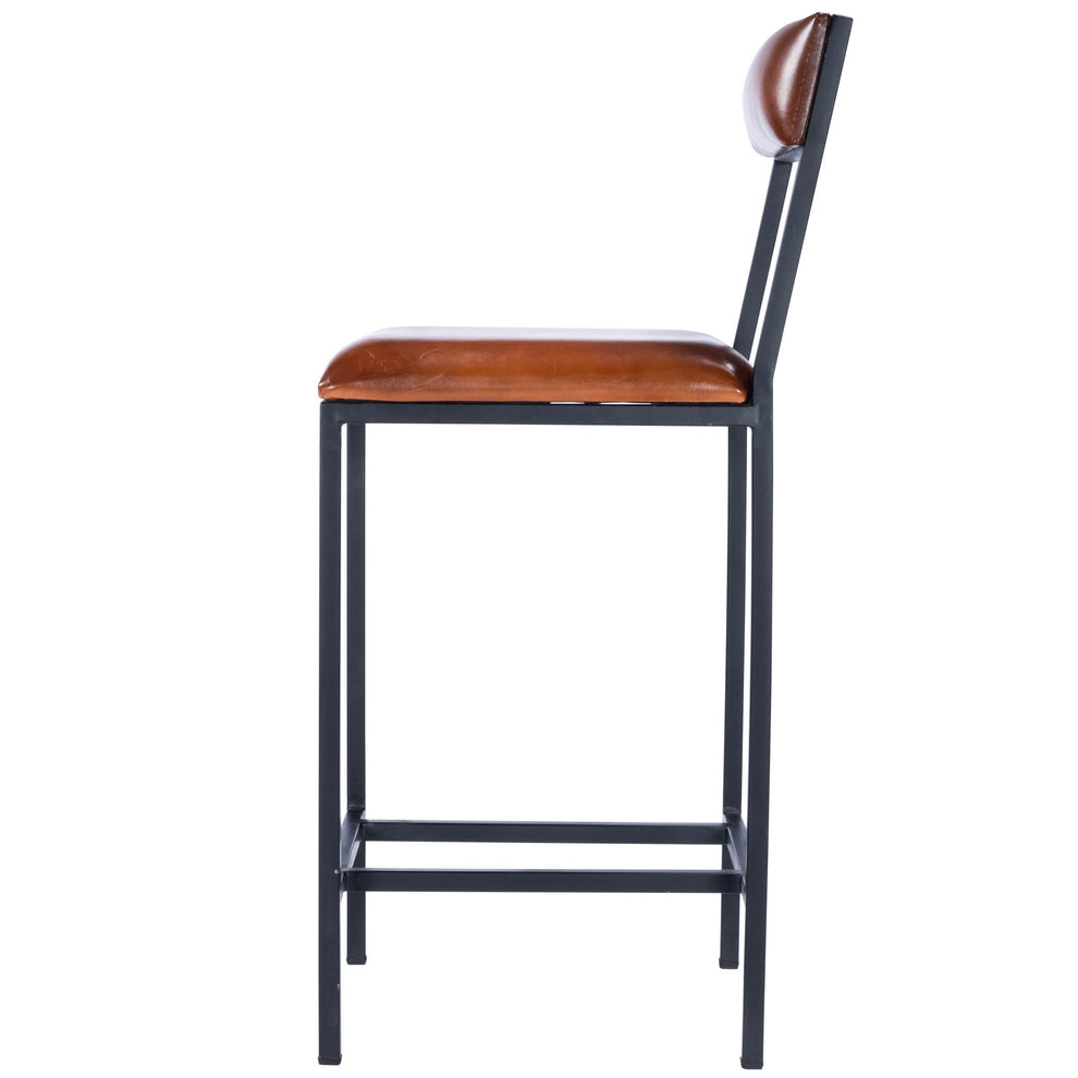 Classic Leather And Metal Counter Stool By Homeroots | Counter Stools | Modishstore - 3