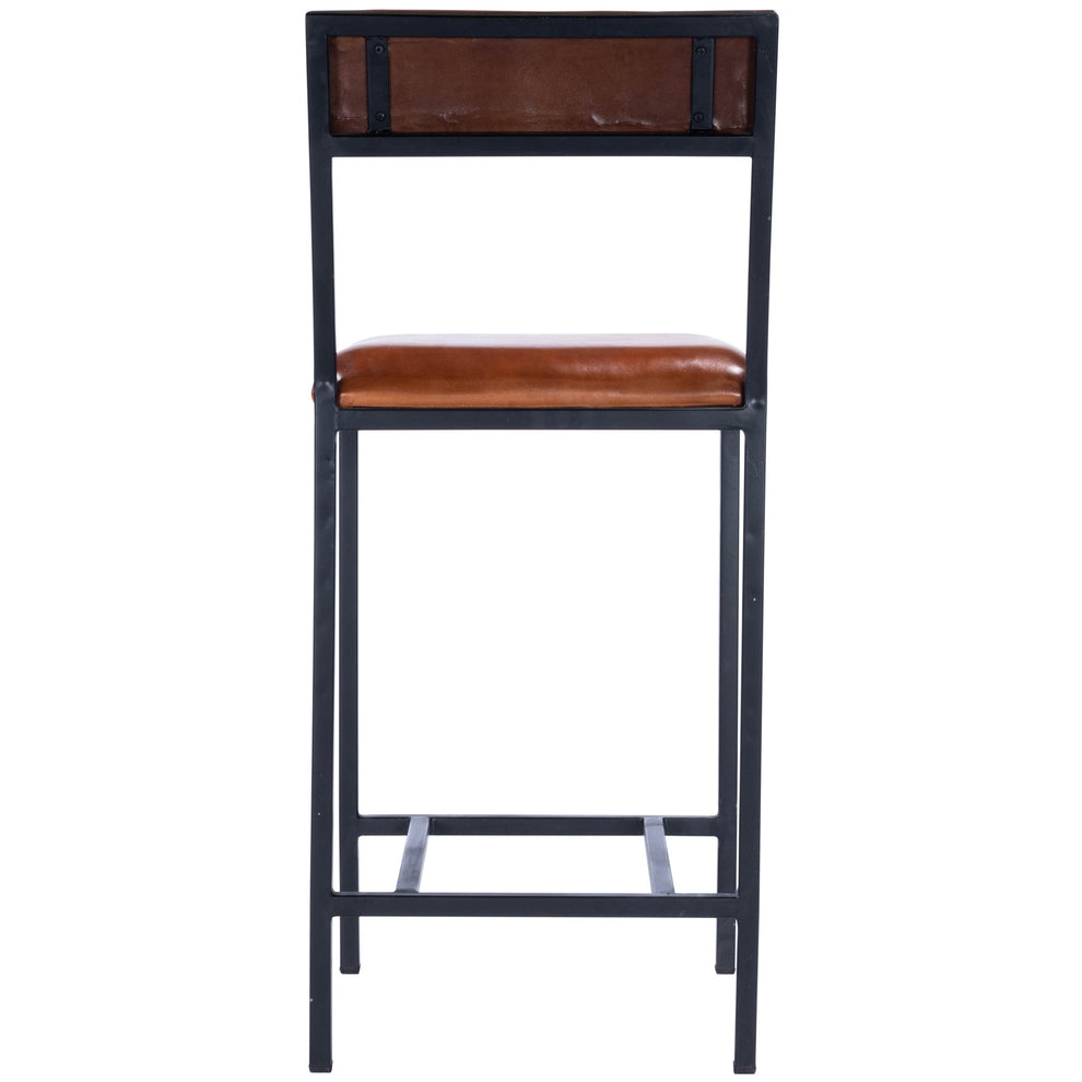 Classic Leather And Metal Counter Stool By Homeroots | Counter Stools | Modishstore - 4