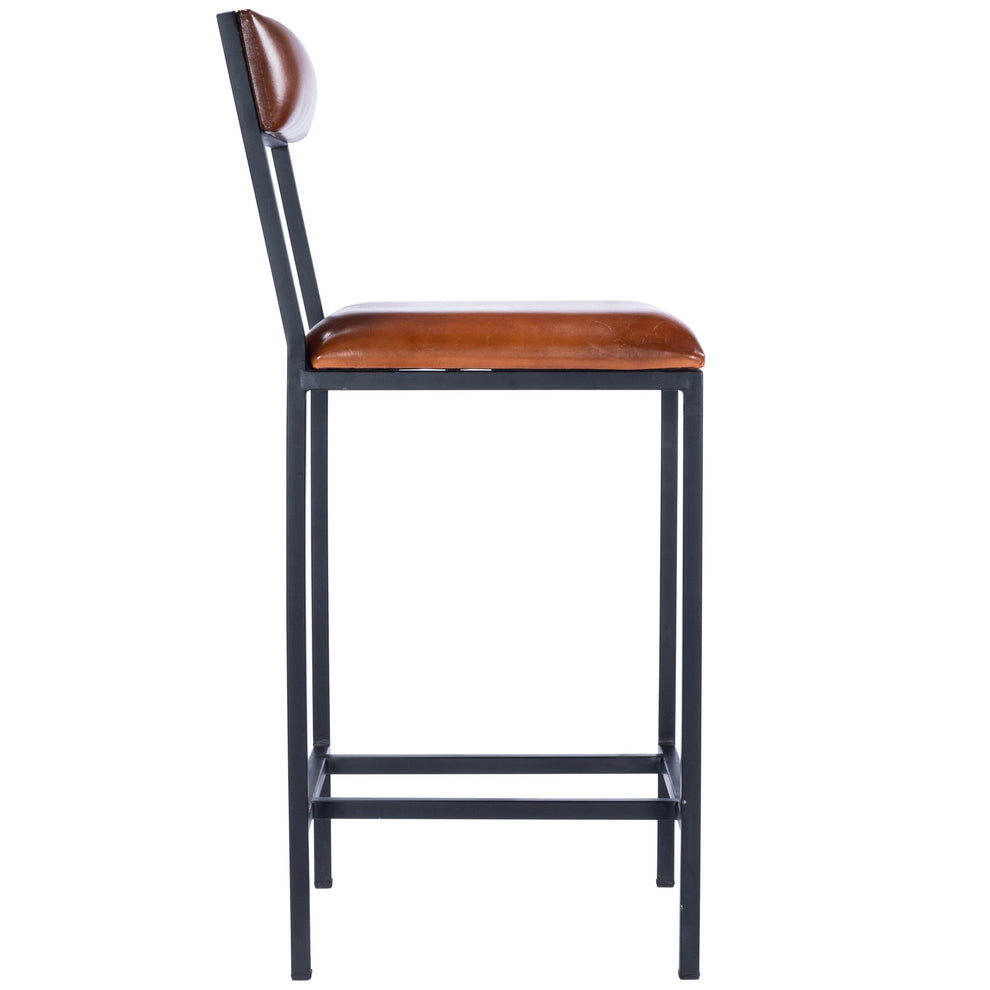Classic Leather And Metal Counter Stool By Homeroots | Counter Stools | Modishstore - 5