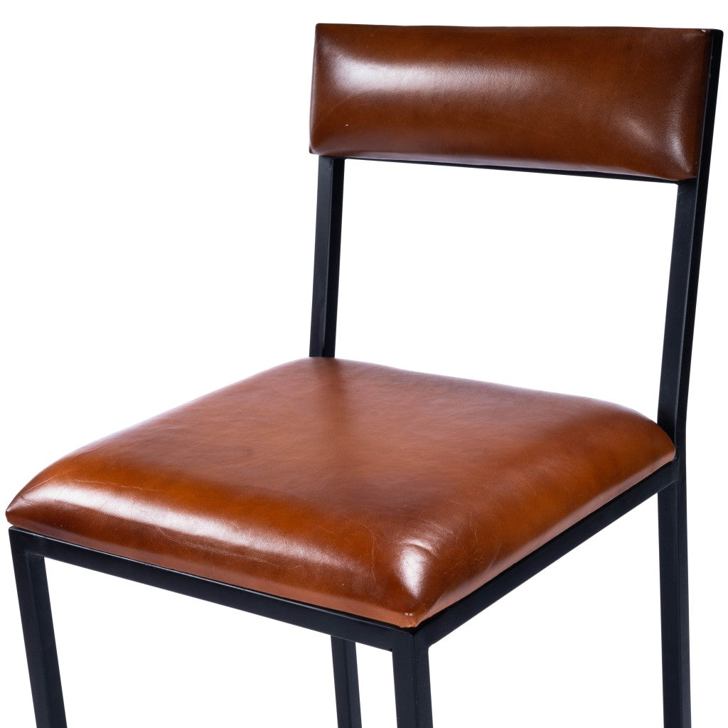 Classic Leather And Metal Counter Stool By Homeroots | Counter Stools | Modishstore - 9