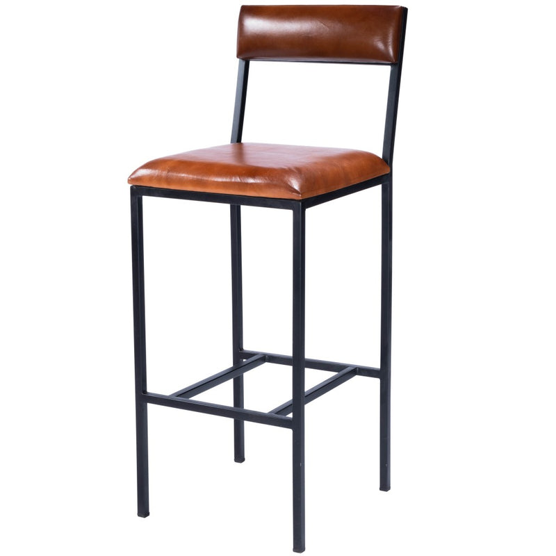 Classic Leather And Metal Bar Stool By Homeroots | Bar Stools | Modishstore