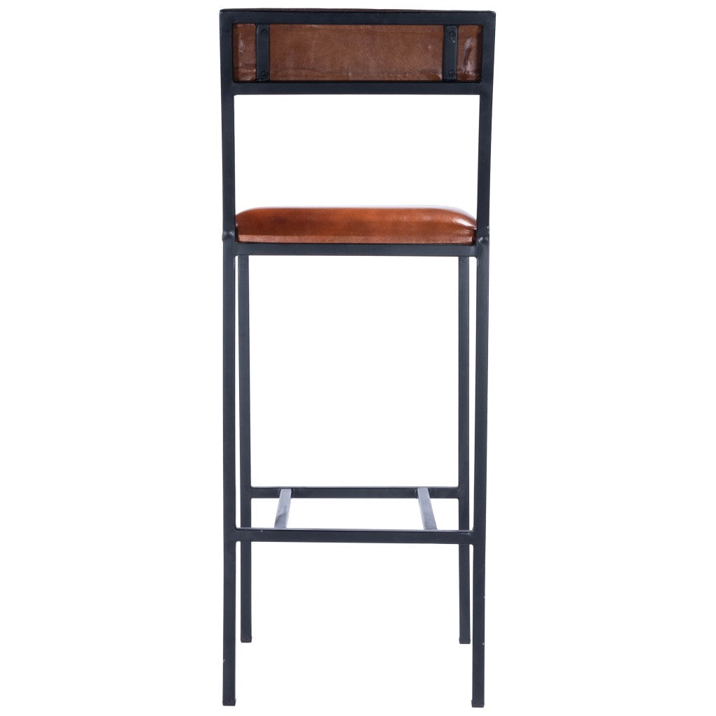 Classic Leather And Metal Bar Stool By Homeroots | Bar Stools | Modishstore - 4