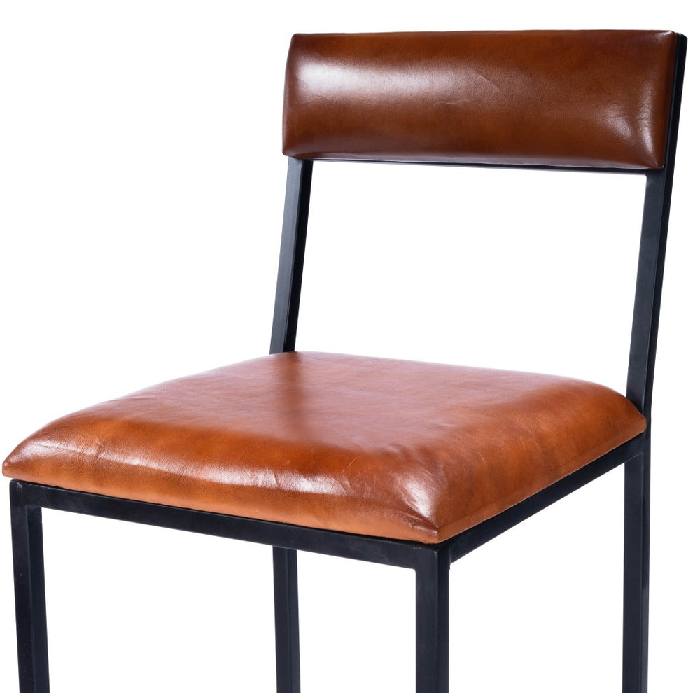 Classic Leather And Metal Bar Stool By Homeroots | Bar Stools | Modishstore - 9