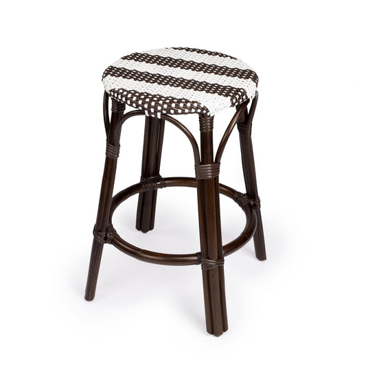 Dark Brown And White Rattan Counter Stool By Homeroots | Counter Stools | Modishstore