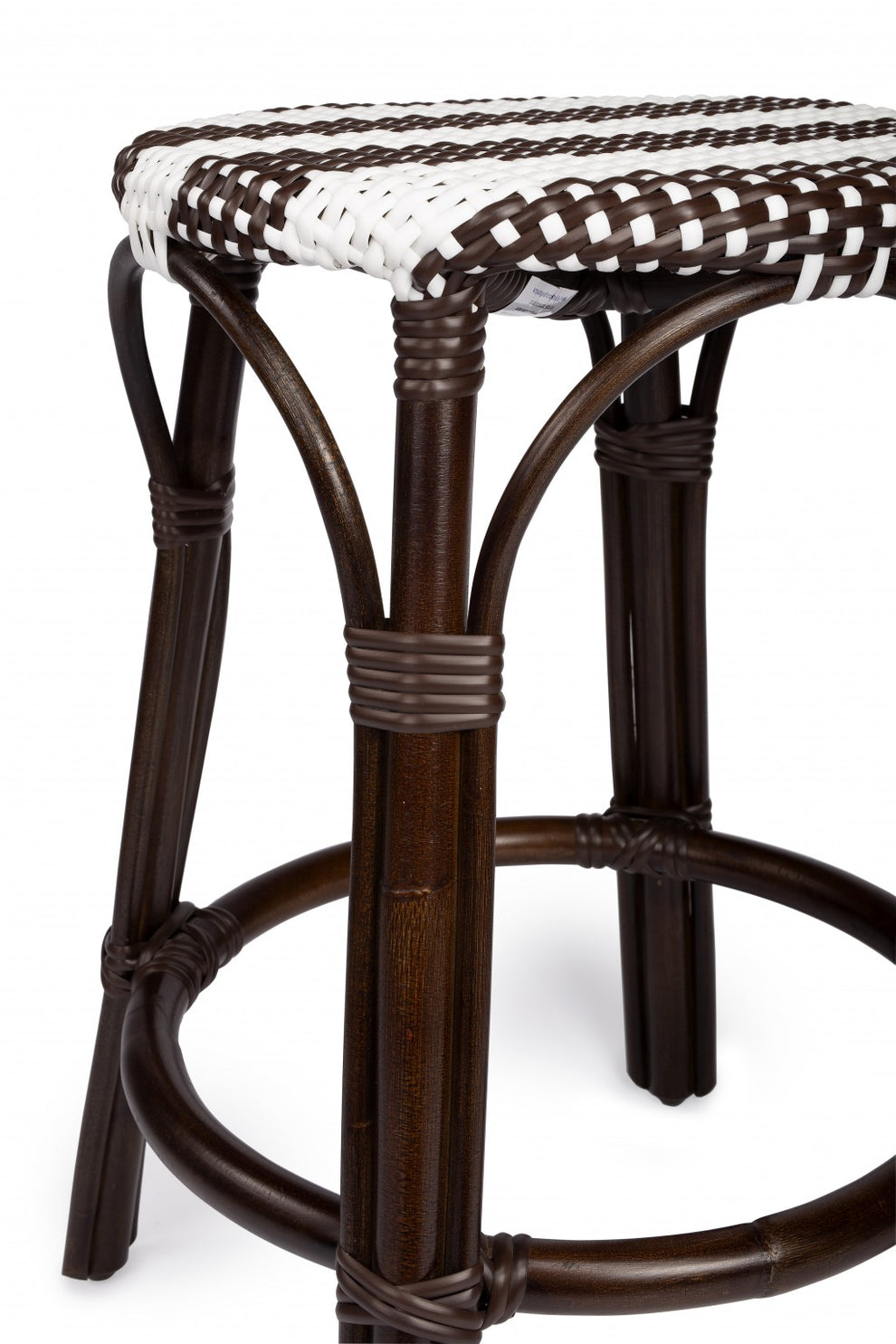 Dark Brown And White Rattan Counter Stool By Homeroots | Counter Stools | Modishstore - 5