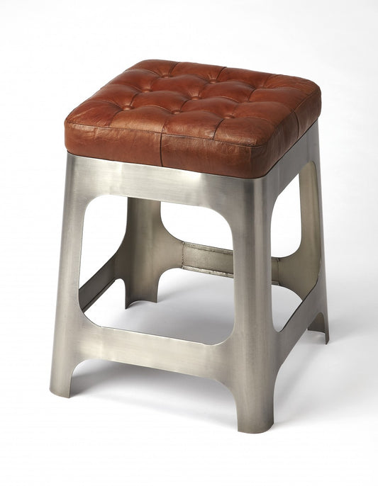 Iron And Leather Counter Stool By Homeroots | Counter Stools | Modishstore