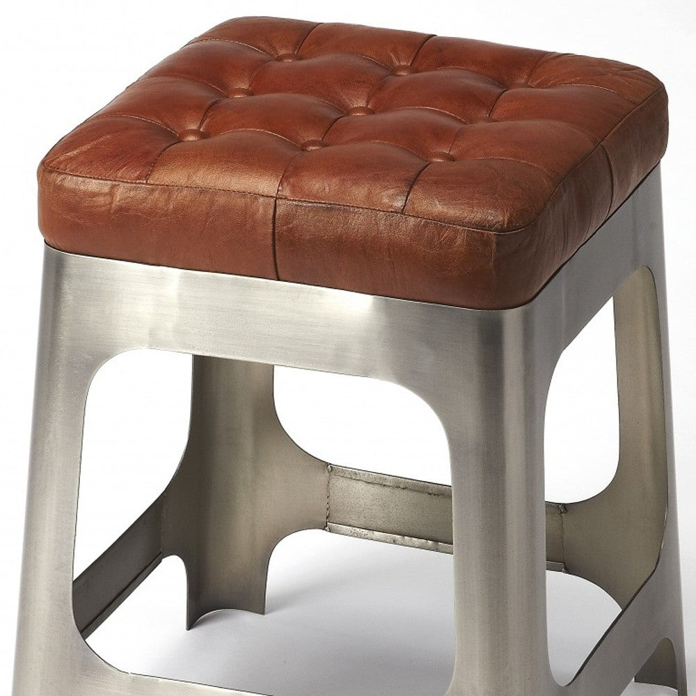 Iron And Leather Counter Stool By Homeroots | Counter Stools | Modishstore - 5