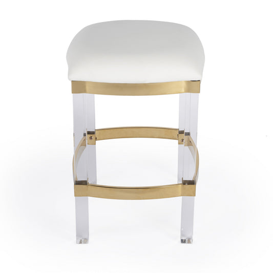 Acrylic And Polished Gold Counter Stool By Homeroots | Counter Stools | Modishstore