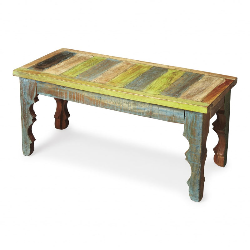 Rustic Multi Color Wood Bench By Homeroots | Benches | Modishstore