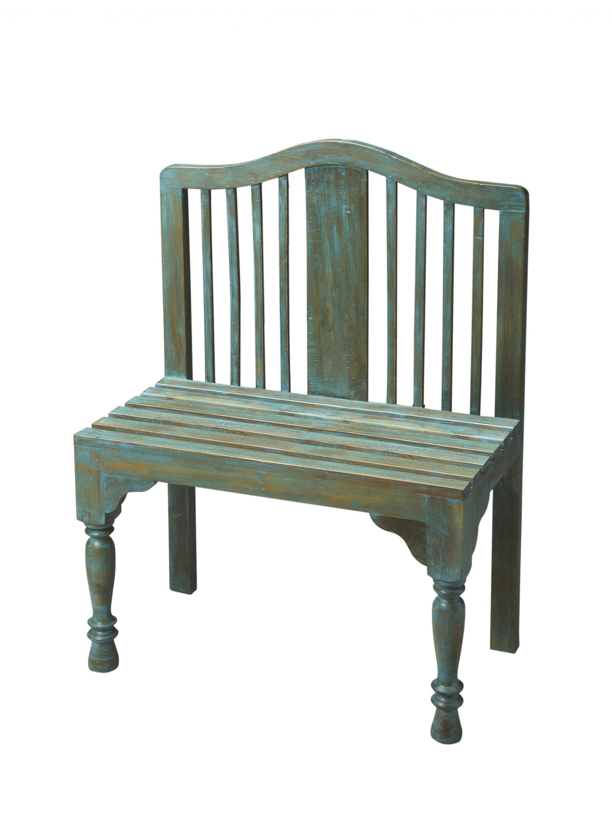 Antiqued Blue Solid Wood Bench By Homeroots | Benches | Modishstore