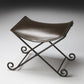 Dark Brown Leather and Metal Stool By Homeroots