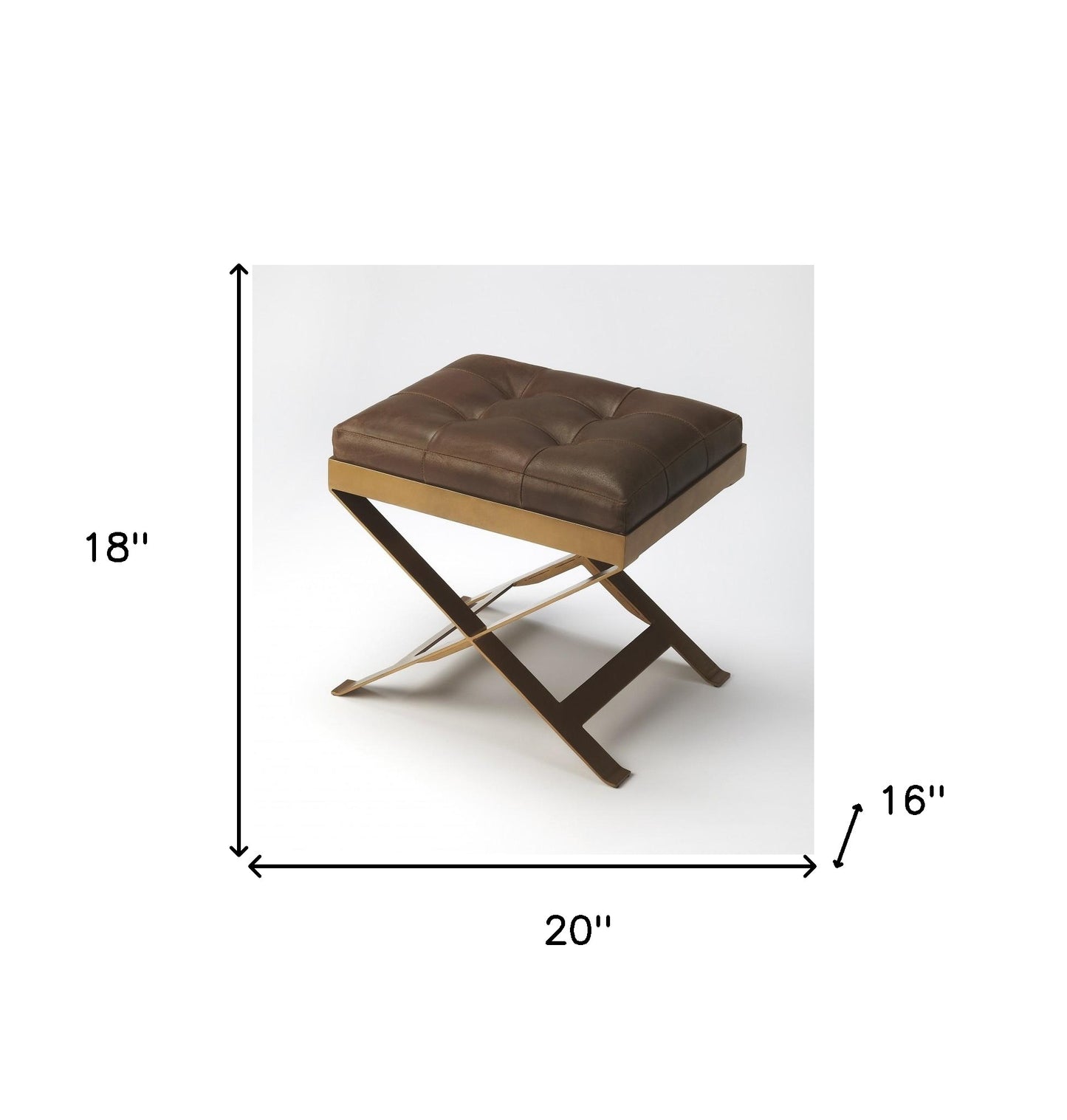 Medium Brown Tufted Leather Stool By Homeroots | Stools | Modishstore - 4