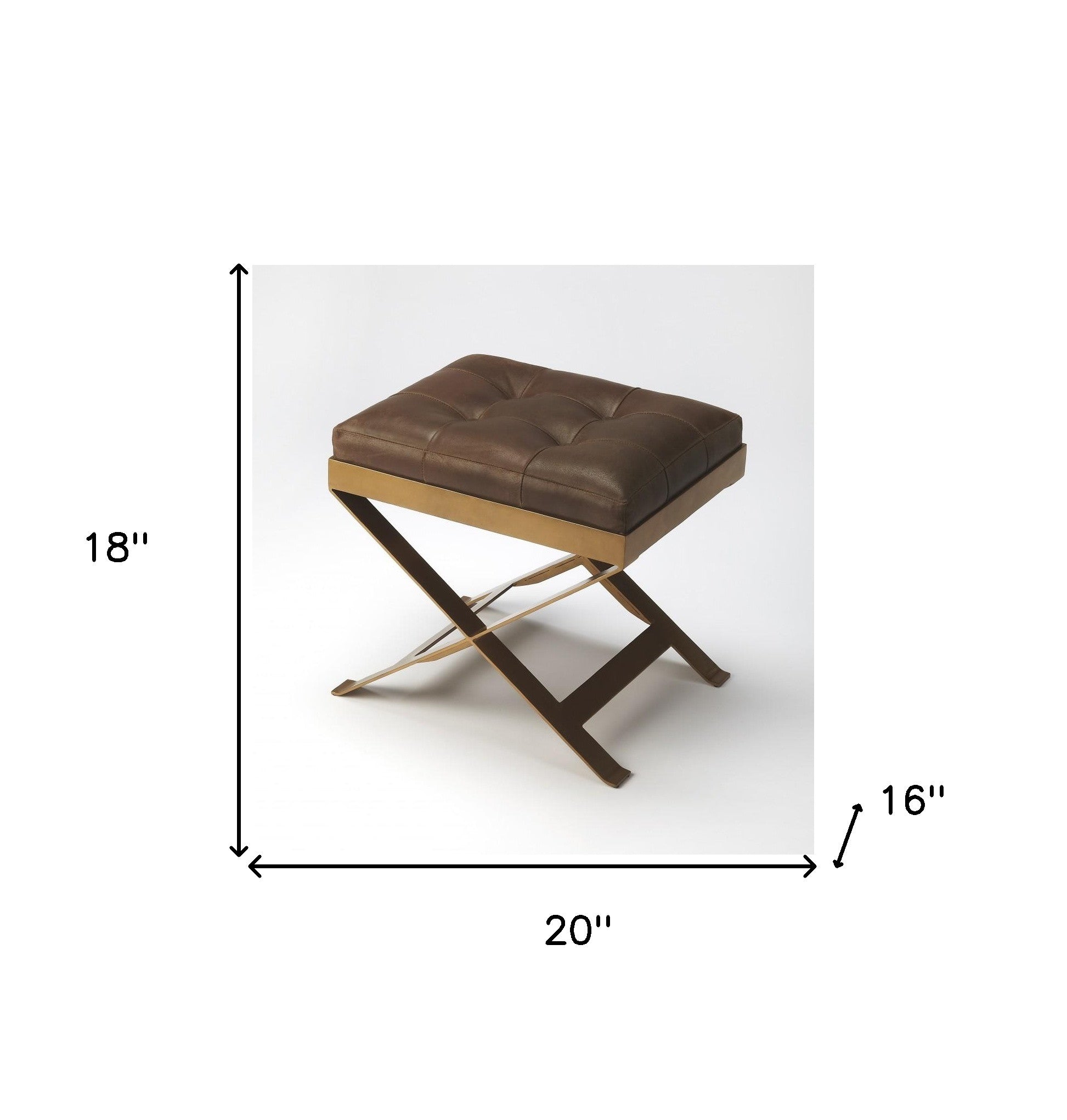 Medium Brown Tufted Leather Stool By Homeroots | Stools | Modishstore - 4