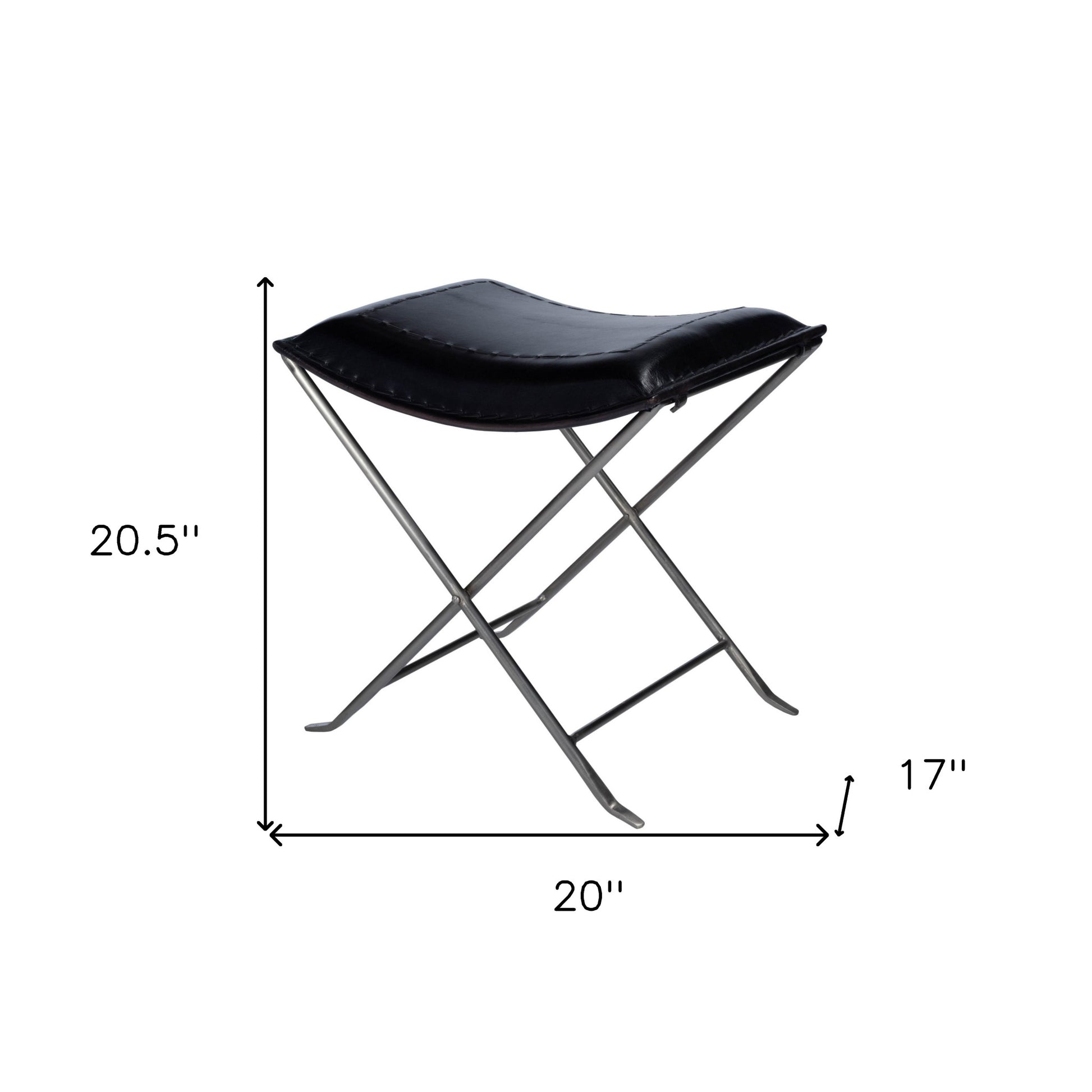 Modern Black Leather Stool By Homeroots | Stools | Modishstore - 8