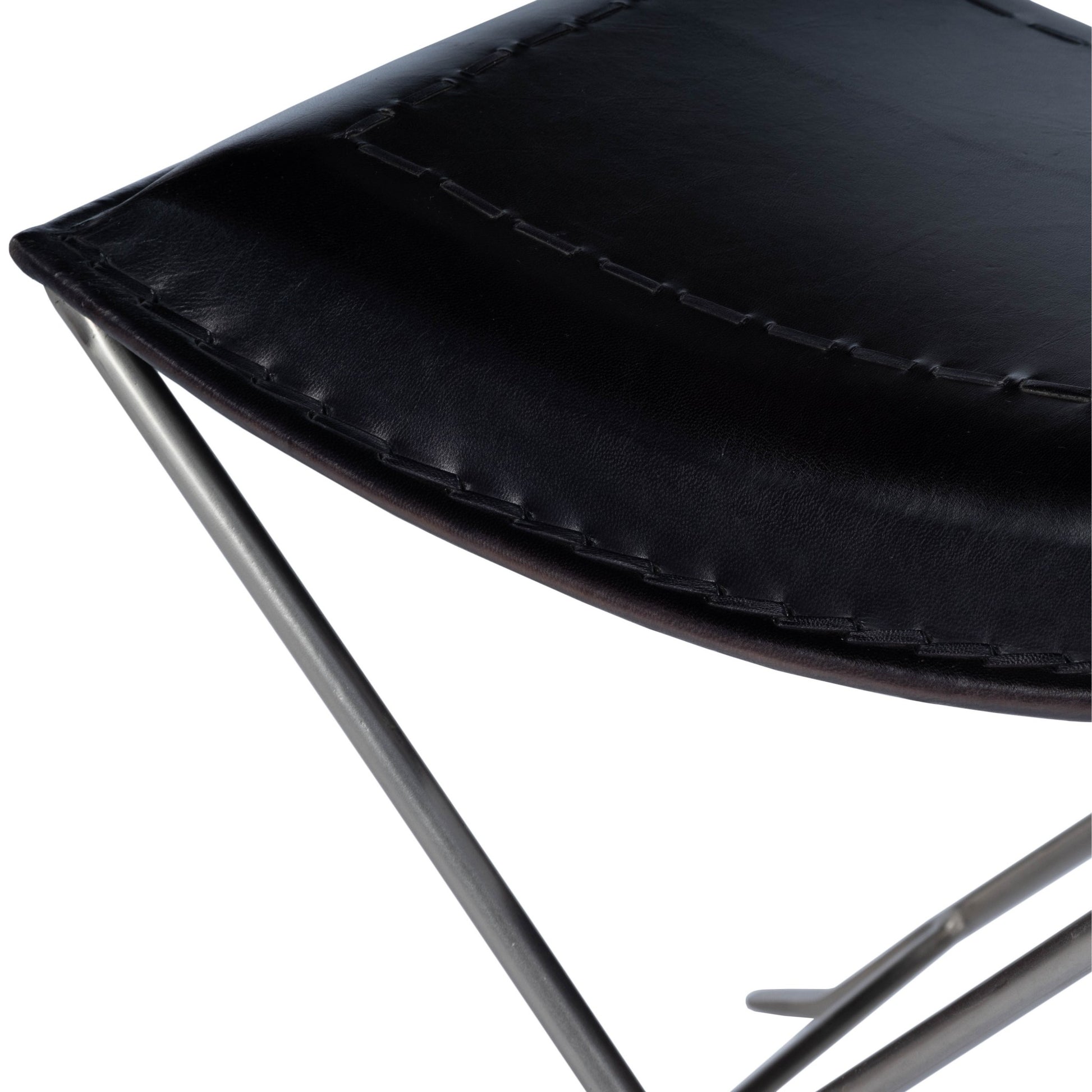 Modern Black Leather Stool By Homeroots | Stools | Modishstore - 7