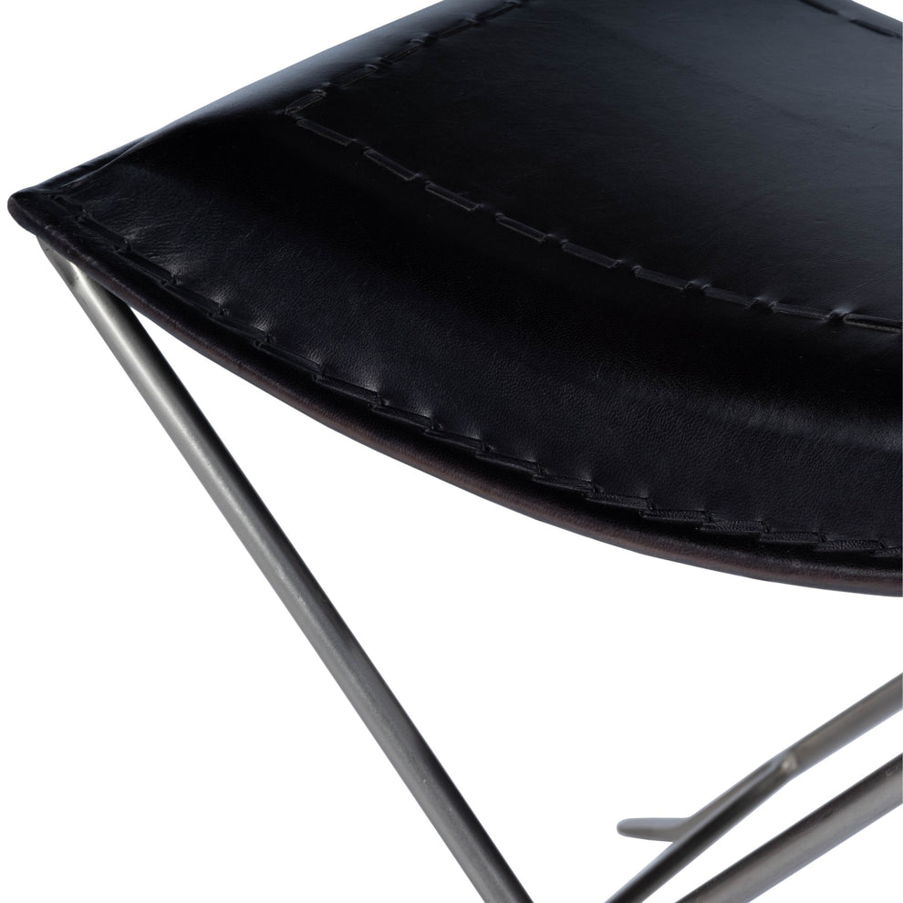 Modern Black Leather Stool By Homeroots | Stools | Modishstore - 7