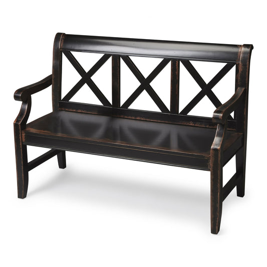 Modern Rustic Black Bench By Homeroots | Benches | Modishstore