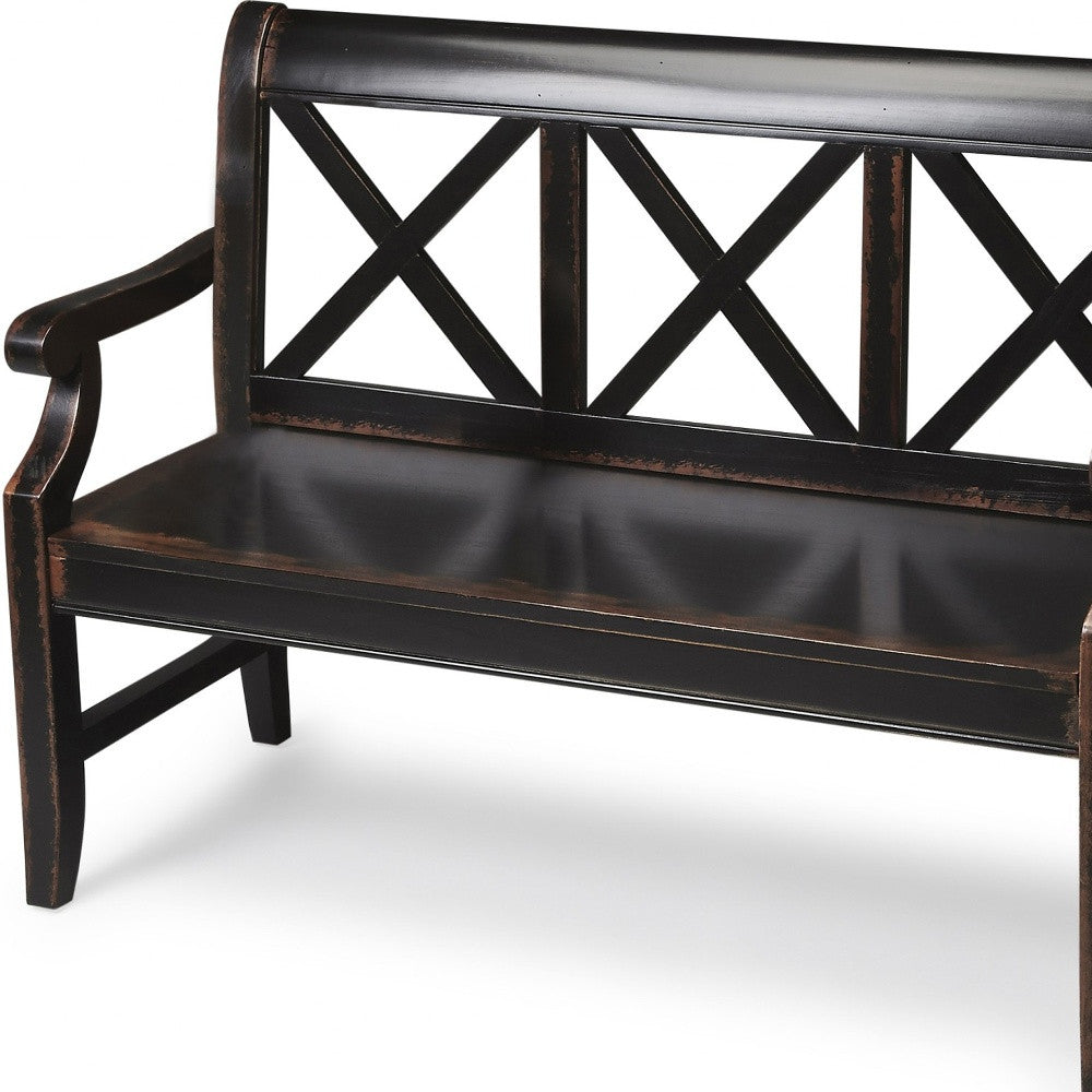 Modern Rustic Black Bench By Homeroots | Benches | Modishstore - 3