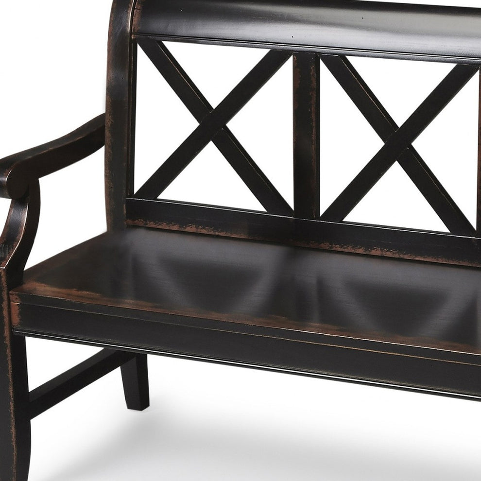 Modern Rustic Black Bench By Homeroots | Benches | Modishstore - 4