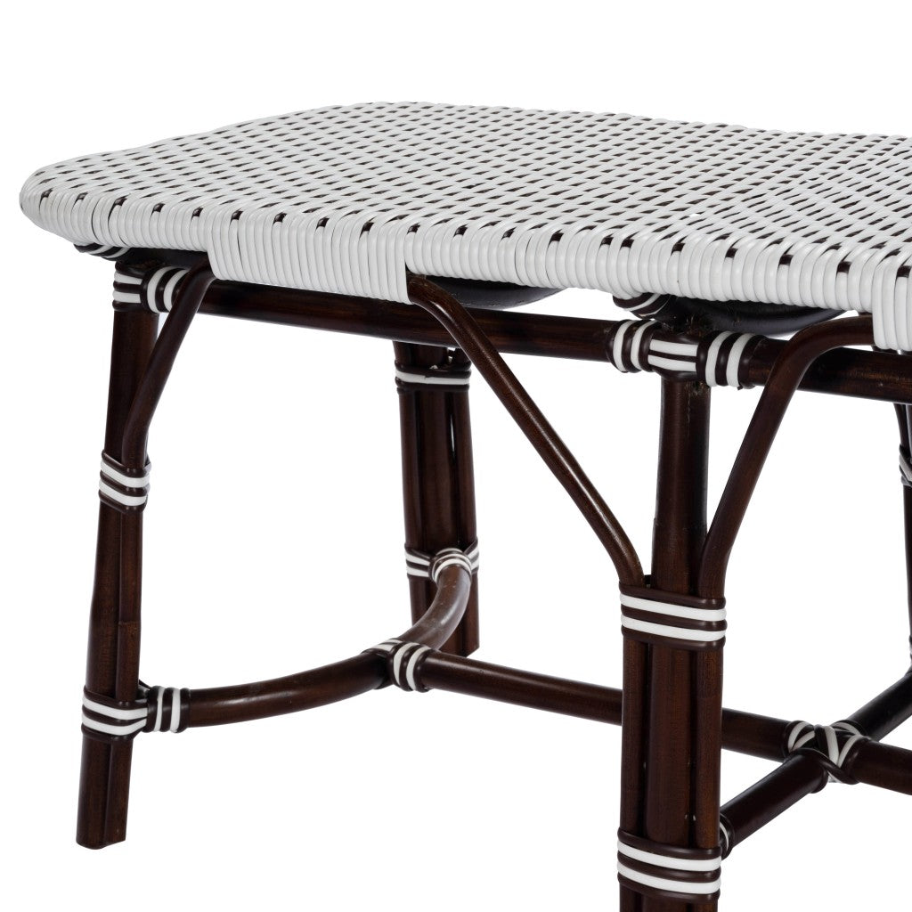 Dark Brown and White Rattan Bench By Homeroots
