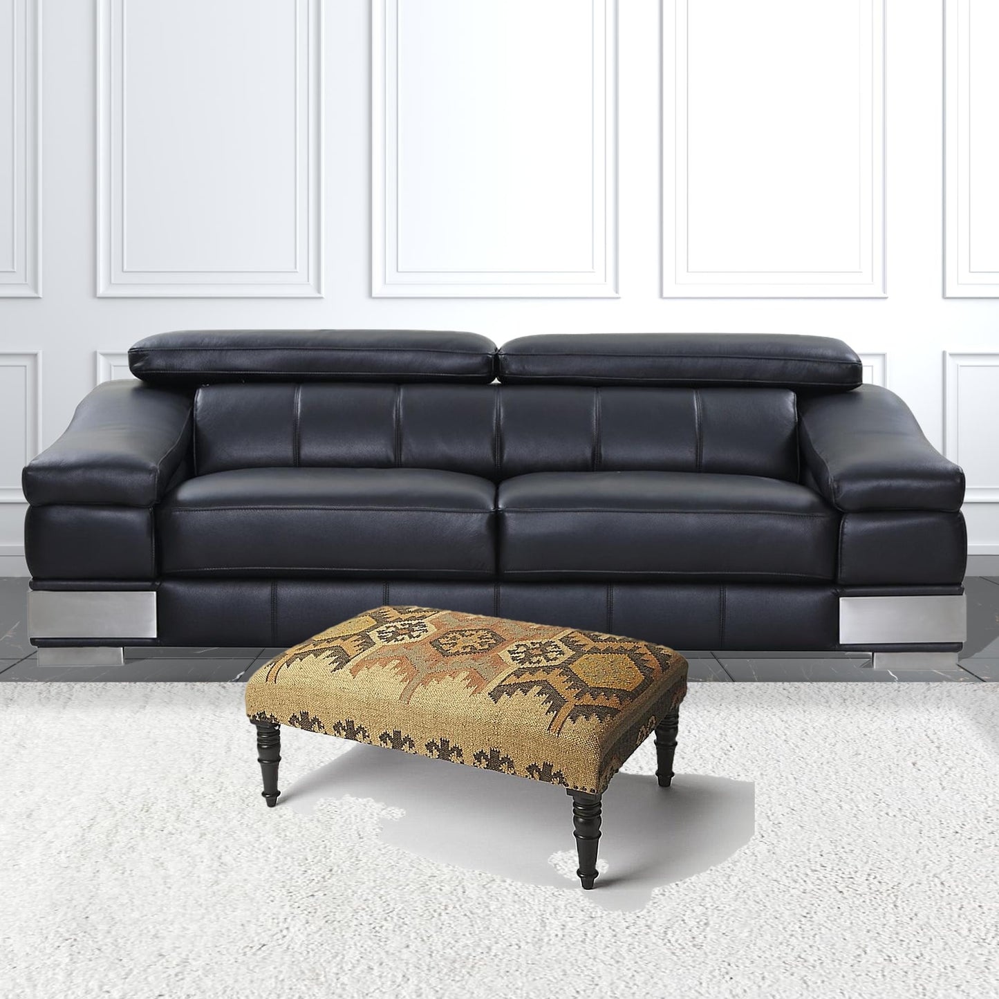 Shades of Brown Southwest Lodge Jute Ottoman By Homeroots | Ottomans | Modishstore - 2