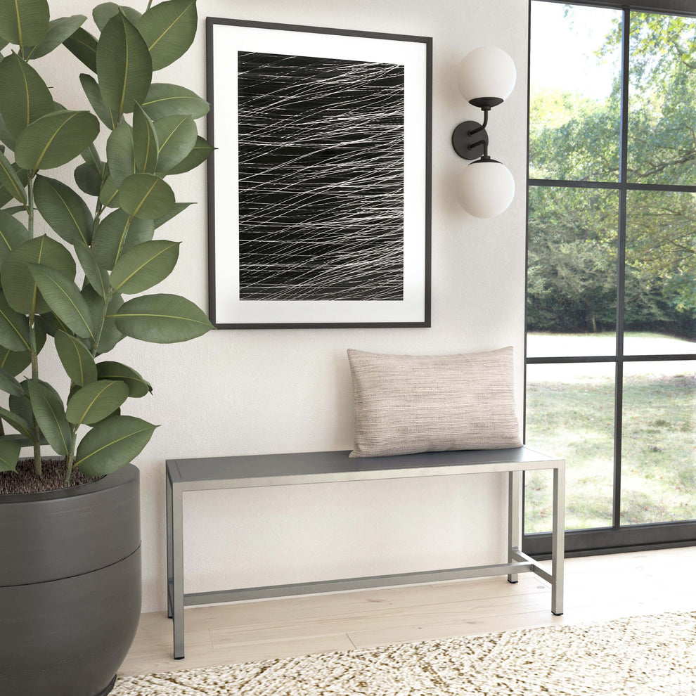 Sleek Modern Brushed Nickel Bench By Homeroots | Benches | Modishstore - 5