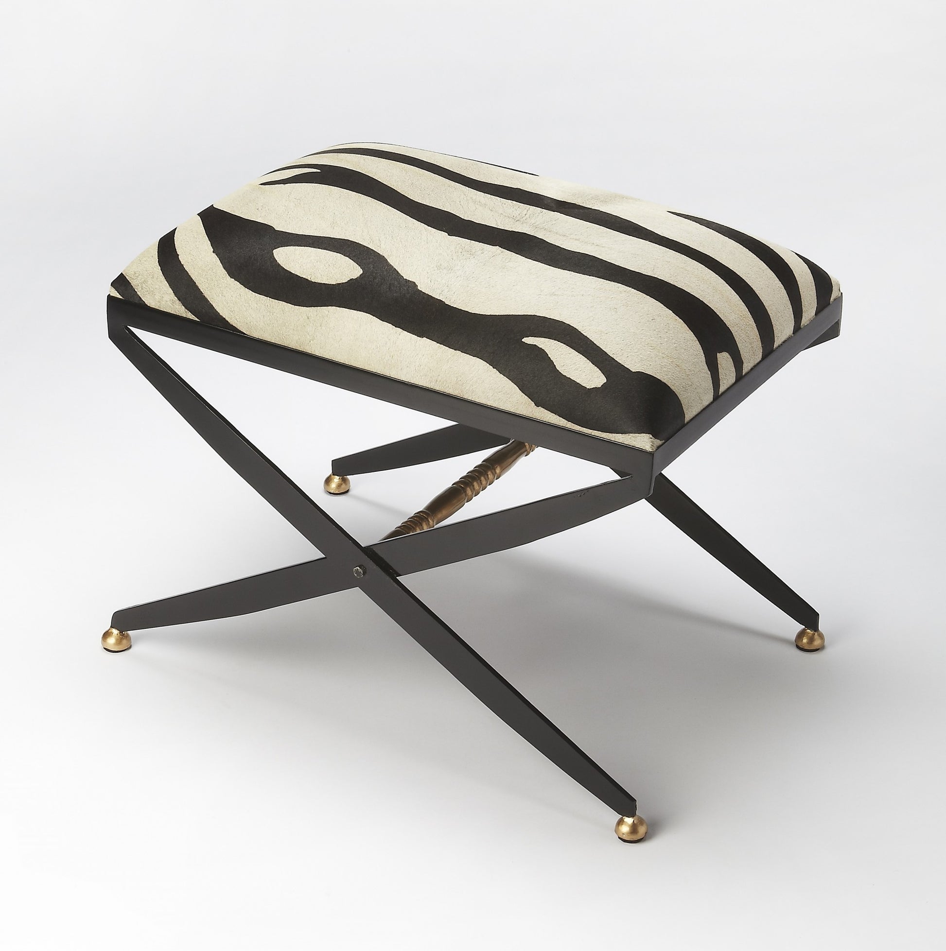 Cosmopolitan Black and White Leather Stool By Homeroots | Stools | Modishstore