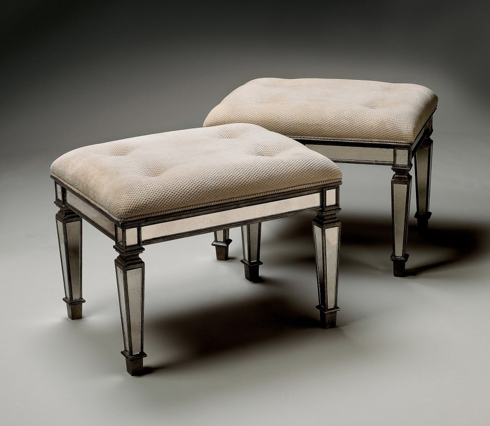 Ivory and Mirror Vanity Bench By Homeroots | Benches | Modishstore - 6