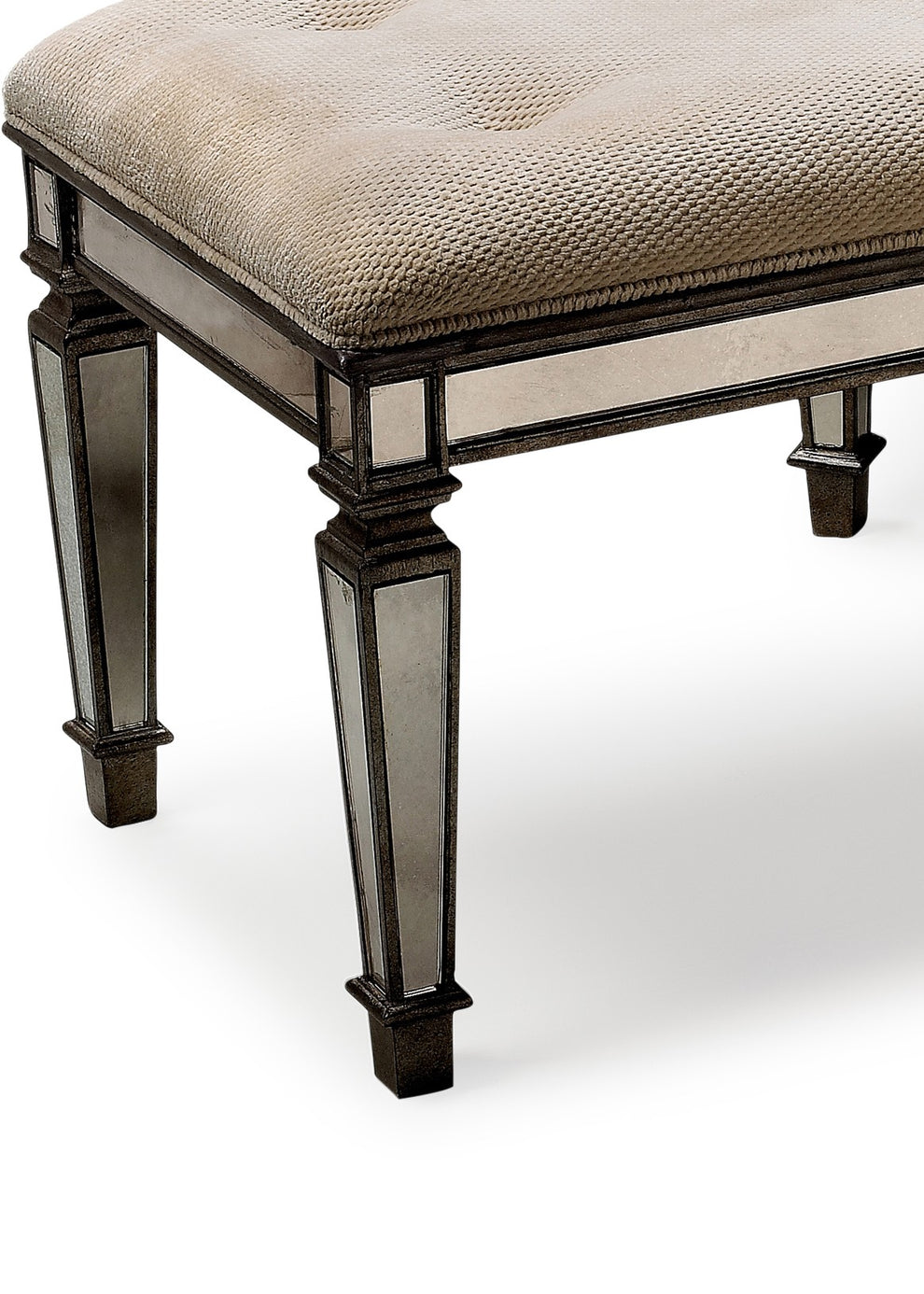 Ivory and Mirror Vanity Bench By Homeroots | Benches | Modishstore - 2