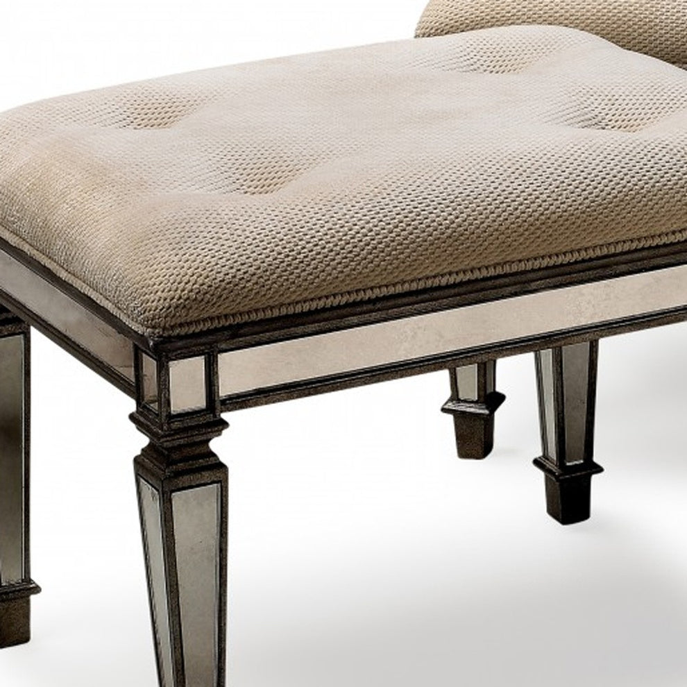 Ivory and Mirror Vanity Bench By Homeroots | Benches | Modishstore - 5