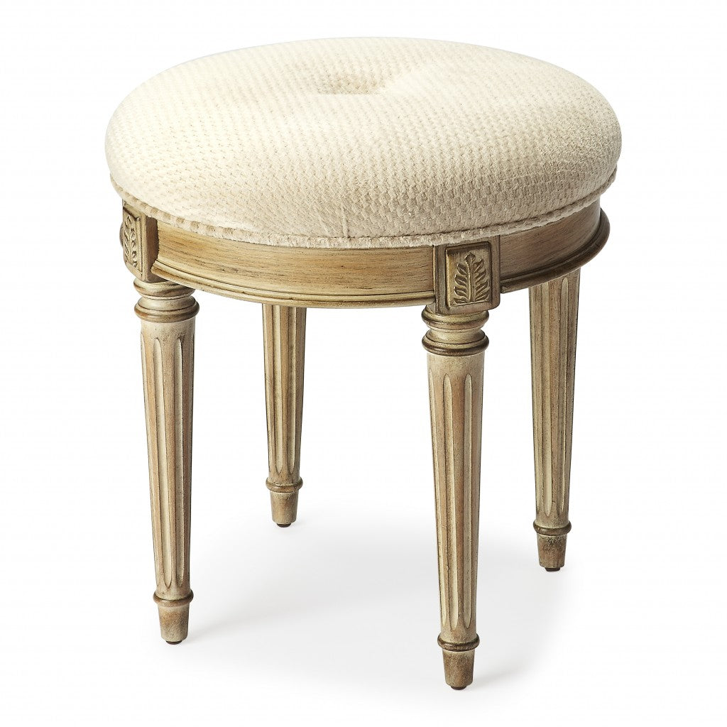 Classic Driftwood Ivory Vanity Stool By Homeroots | Stools | Modishstore