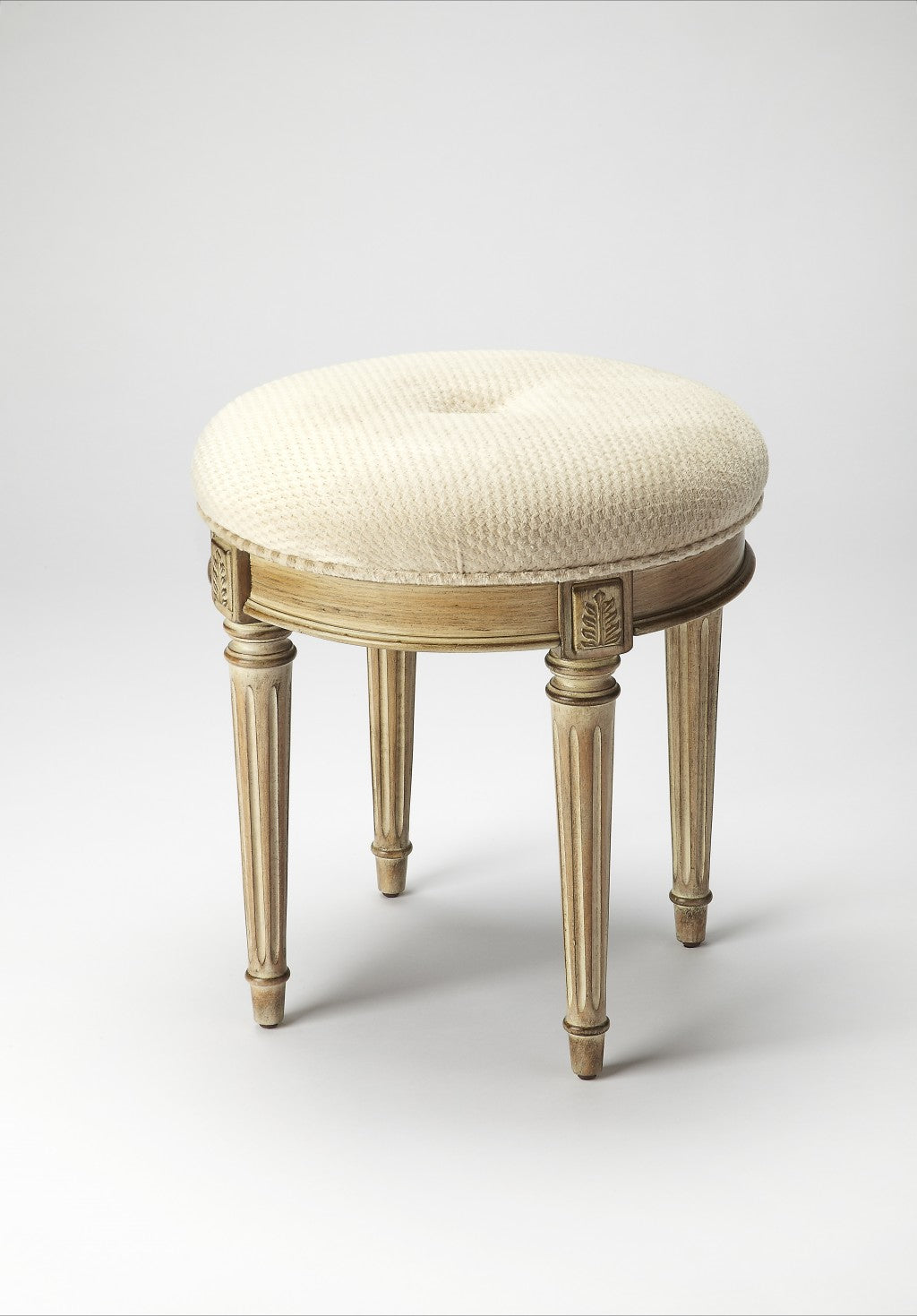 Classic Driftwood Ivory Vanity Stool By Homeroots | Stools | Modishstore - 2