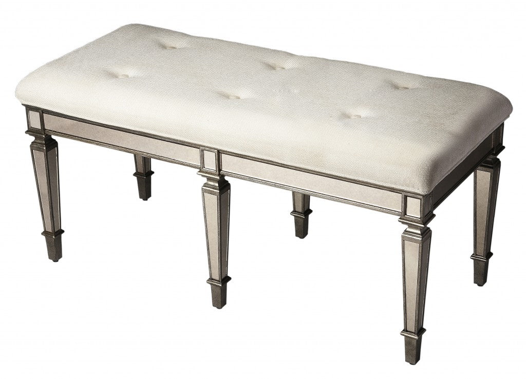 Silver Mirrored Bench By Homeroots | Benches | Modishstore