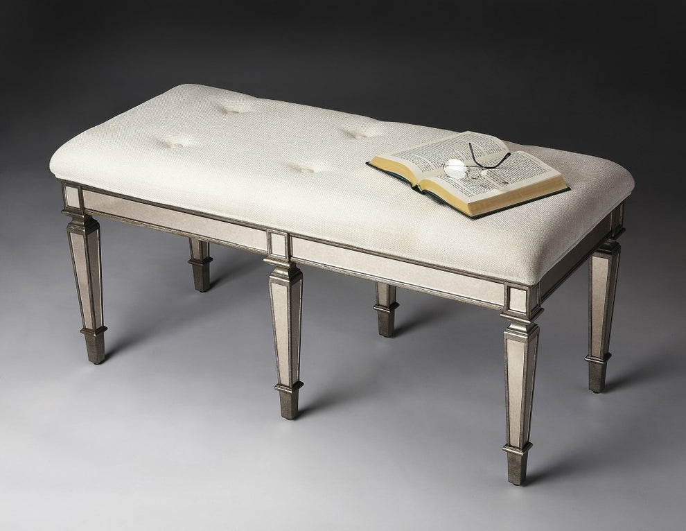 Silver Mirrored Bench By Homeroots | Benches | Modishstore - 5