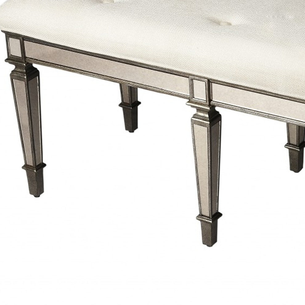 Silver Mirrored Bench By Homeroots | Benches | Modishstore - 3