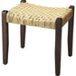Solid Wood and Woven Jute Stool By Homeroots