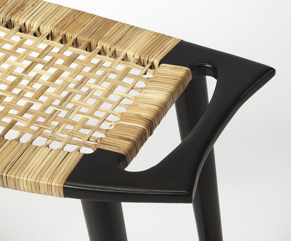 Black and Natural Cane Woven Stool By Homeroots | Stools | Modishstore - 3