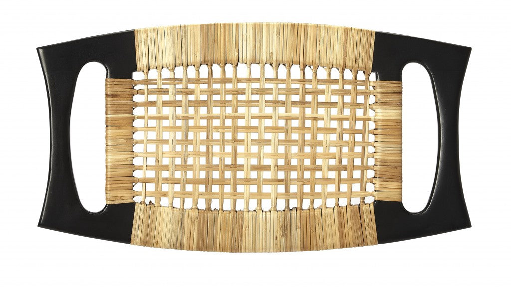 Black and Natural Cane Woven Stool By Homeroots | Stools | Modishstore - 2