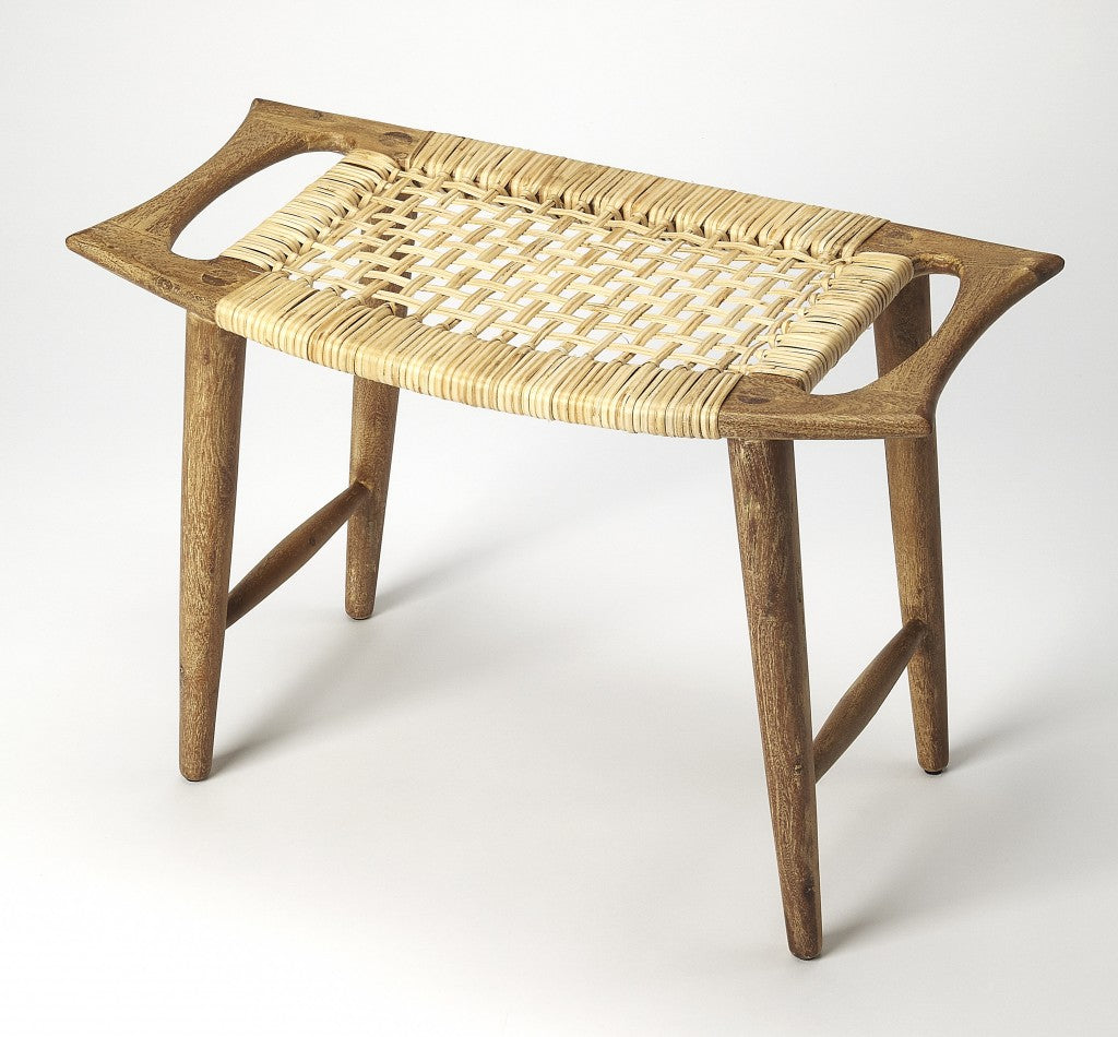Natural Wood Finish Cane Stool By Homeroots | Stools | Modishstore