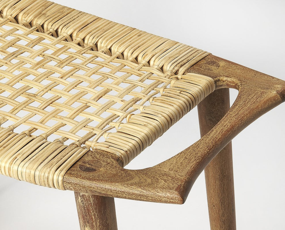 Natural Wood Finish Cane Stool By Homeroots | Stools | Modishstore - 4