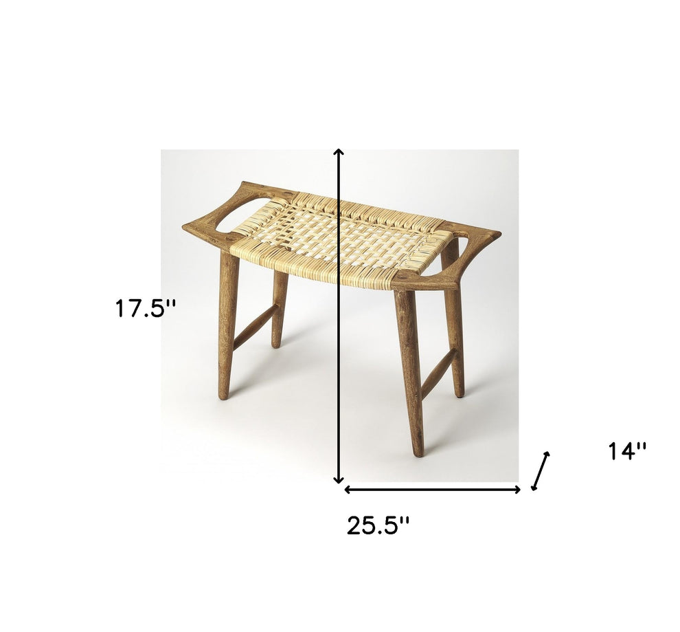 Natural Wood Finish Cane Stool By Homeroots | Stools | Modishstore - 5