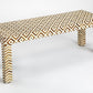 Geo and Chevron Teak and Bone Inlay Bench By Homeroots | Benches | Modishstore - 4