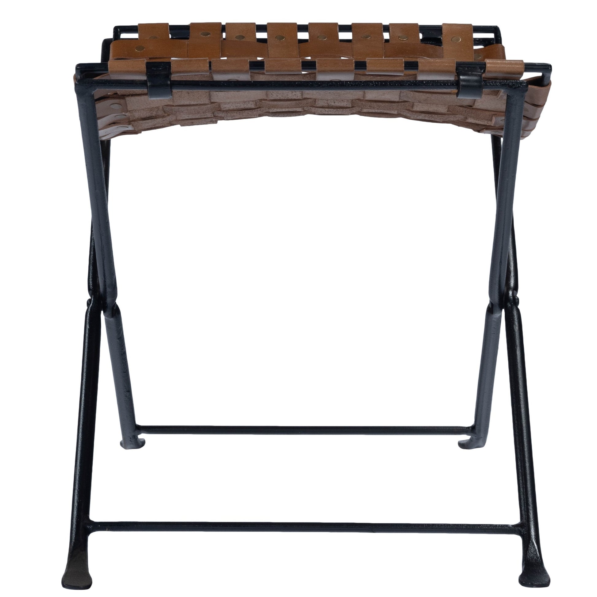 Brown Leather Weave Stool By Homeroots | Stools | Modishstore - 4