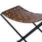 Brown Leather Weave Stool By Homeroots