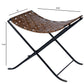 Brown Leather Weave Stool By Homeroots | Stools | Modishstore - 2