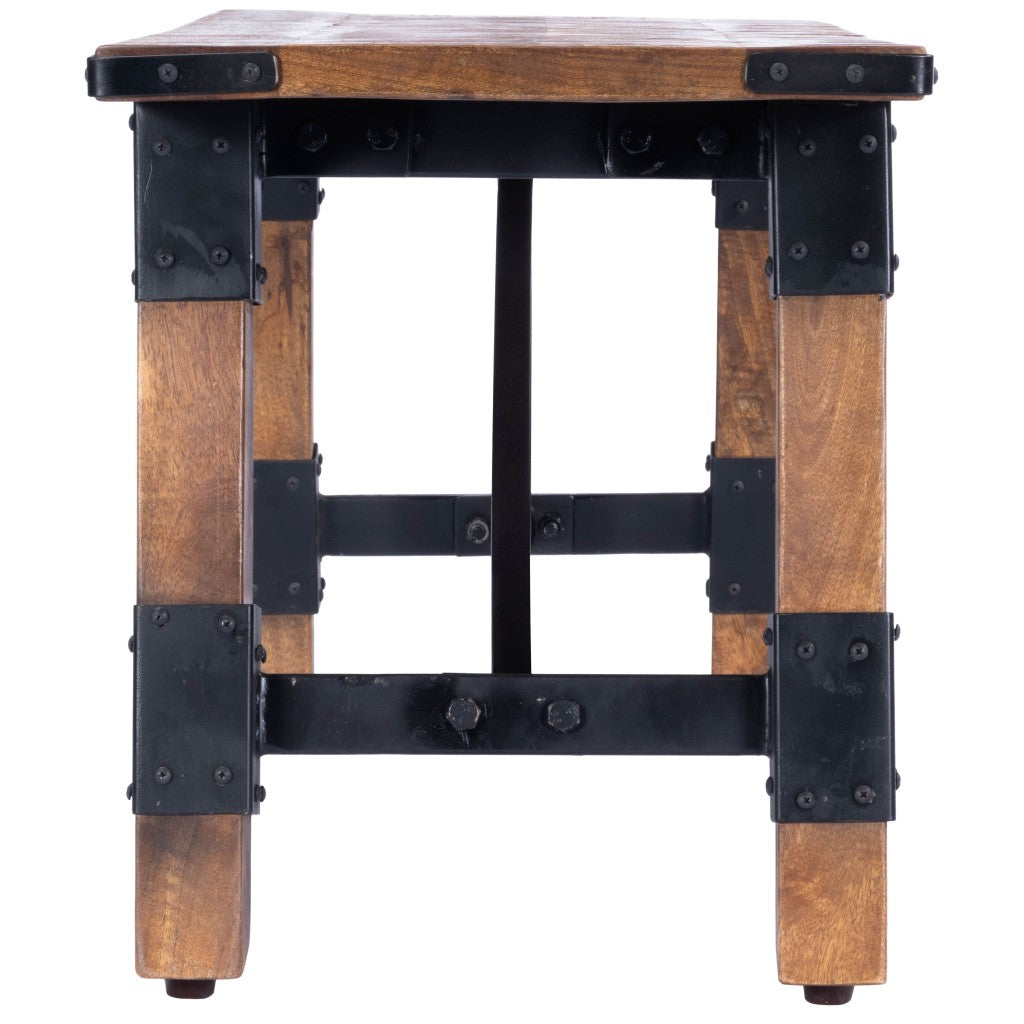 Mod Industrial Rustic Wood Bench By Homeroots | Benches | Modishstore - 4
