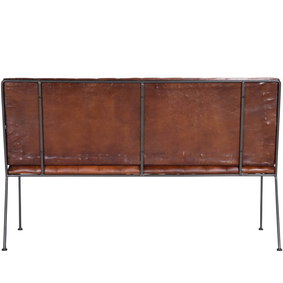 Executive Chic Leather and Metal Bench By Homeroots | Benches | Modishstore - 5