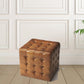Stately Brown Leather Tufted Ottoman By Homeroots | Ottomans | Modishstore - 2