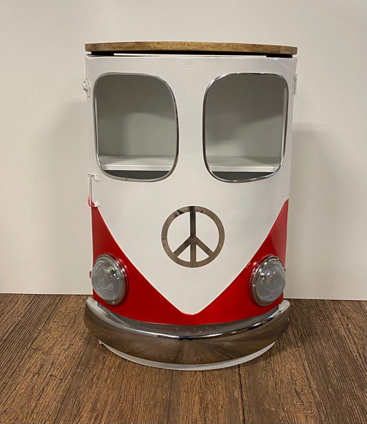 Peace Out Red Retro Nightstand By Homeroots | Side Tables | Modishstore